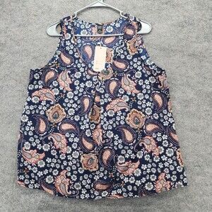 Emery Rose Shirt Womens XL Sleeveless Blue Paisley